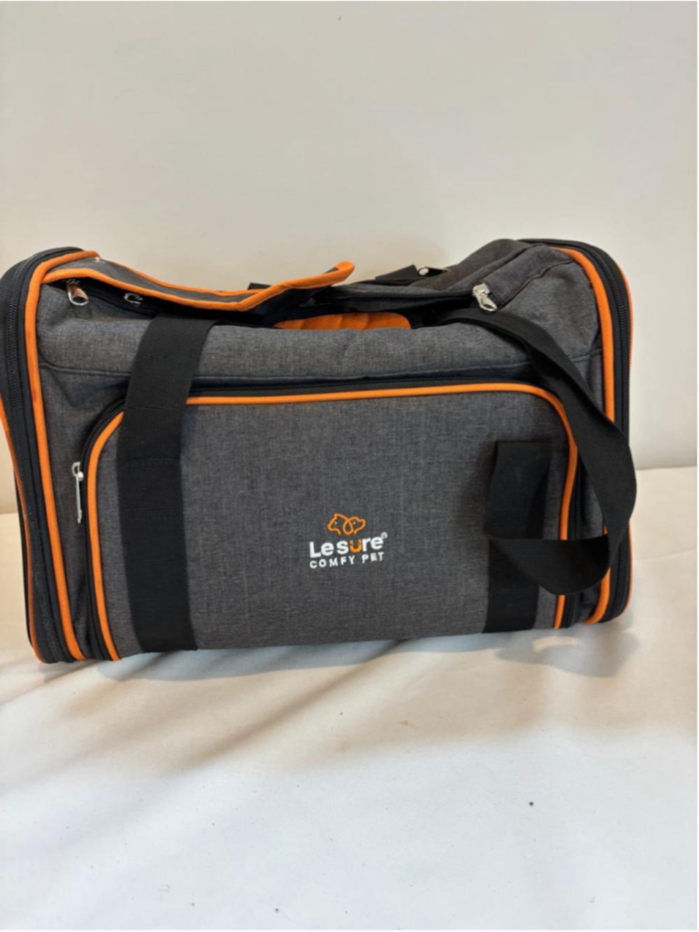 Lesure Expandable Pet Carrier Airline Approved Travel Bag Gray/Orange #C150